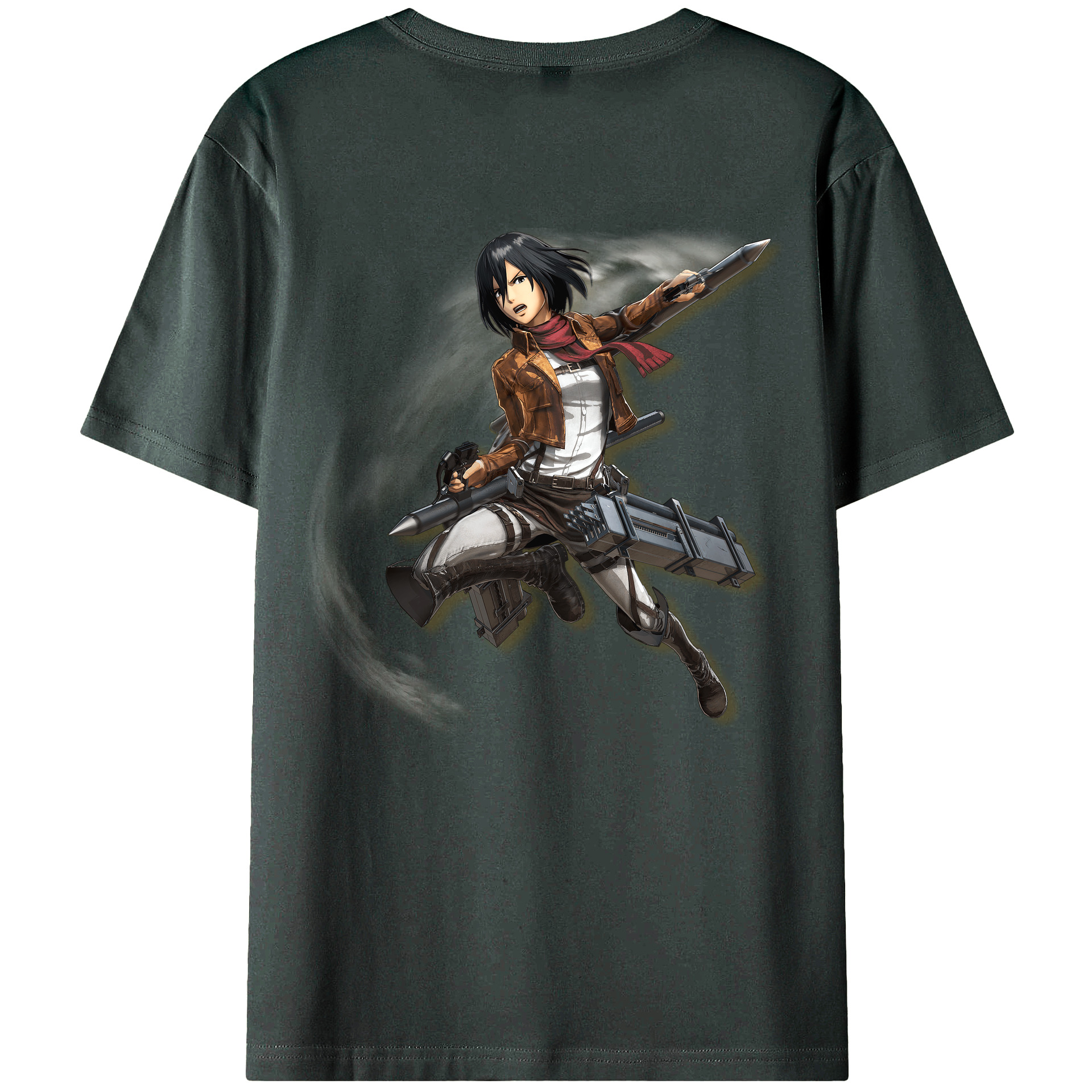 （画像用） 進撃の巨人 ミカサ·アッカーマン Attack on Titan Mikasa Ackerman 綿100％ メンズ半袖Tシャツ（バックプリント） 通気性